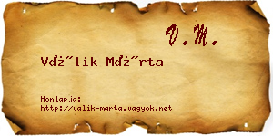 Válik Márta névjegykártya